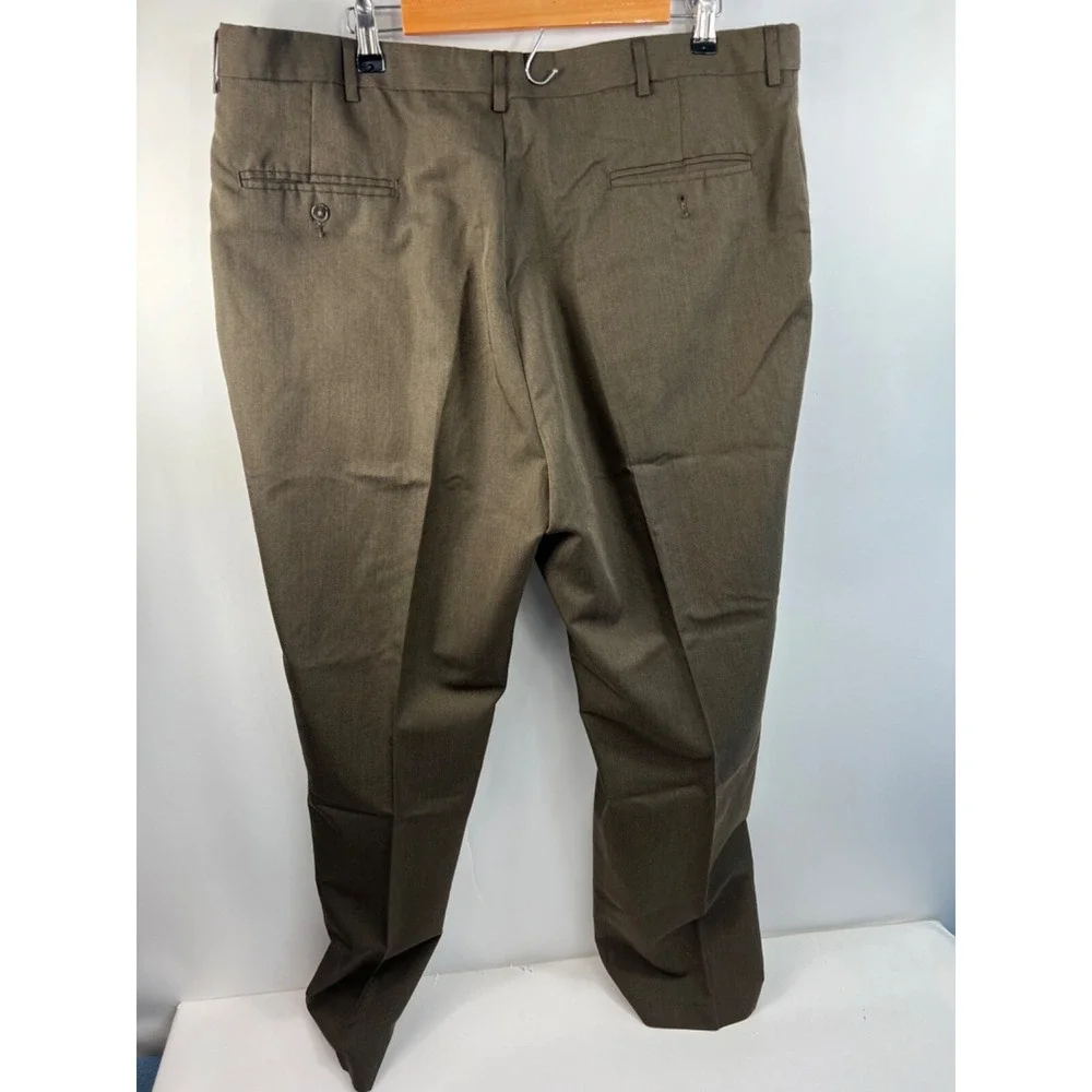 Haggar Black Label Dress Pants Men's Size 40/31 Brown Inside Waist Extenders - Picture 3 of 11
